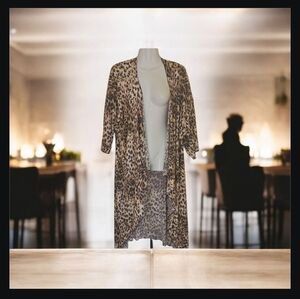 Leopard Print Kimono Cardigan Size XL Soft Material